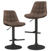 Height Adjustable Bar Stools Set of 2 w/ Fabric Backrest & Padded Seat Brown