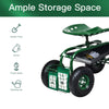 84CM Outdoor Planting Cart Rolling Garden Cart Work Swivel Seat w/Tool Tray