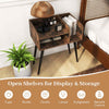 Bedroom End Table (Set of 2) Modern Nightstand with Open Shelves-Coffee
