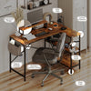 L-Shaped Computer Desk Study Writing With Fabric Pocket Hook Home Storage Shelf