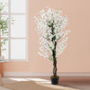 White Sakura Cherry Artificial Tree Blossom Flowering Fake Plant Garden Home Dec