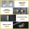 Tall Bathroom Grey Storage Cabinet Tempered Glass Door Pantry Cabinet