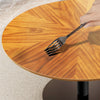 Set of 2 Nesting Coffee Table Round Glass Splicing Wood Grain Tabletop End Table