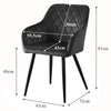 Set of 2 Kitchen Dining Chairs Grey Diamond Velvet Padded Armchairs Metal Leg