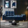 Convertible Velvet Sofa Bed – 3 Seater Futon with Adjustable Back & Pillows