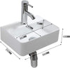 Wall Mounted Small Cloakroom Ceramic Sink Wash Basin (Centre Tap) - White