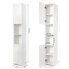 Mondeer Tall Bathroom Cabinet Slim Cabinet w/ 2 High Gloss Doors 6 Shelves White