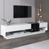 Lowboard TV Stand TV Cabinet with Drawer for Living Room, Black and White