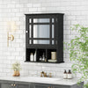 Wall-mounted Bathroom Cabinet Storage Organizer w/Mirror Doors-Black