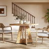 Square Dining Table for 4, 80cm Farmhouse Small Kitchen Table with Pedestal Base