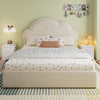 4ft6 Double Ottoman Storage Bed with Cloud Shaped Upholstered Headboard, Beige