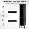 5-Tier Bathroom Floor Cabinet Tall Narrow Storage Cabinet Organizer w/Doors