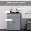 Bathroom Floor Storage Cabinet w/ 2 Drawers Door Cupboard Grey