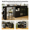 Multifunctional Storage Cabinet Kitchen Island with 360°Rotating Bar Table Black