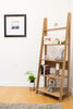 Ladder Bookcase Shelving Unit Ladder Shelf 5 Tier Display Storage Stand Oak