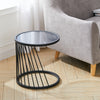 Round Glass Top End Table Living Bedroom Bed Side Sofa Coffee Table Metal Chrome