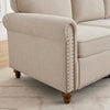 3 Seater Sofa Couch Linen Fabric Settee for Living Room & Office Studded (Beige)