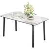 XL Rectangle Kitchen Dining Table Marble Top Heavy Aluminum Frame for 4-6 People