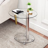 2 Tier Modern Clear Glass Beside Table Coffee Sofa Snack Laptop Table Oval Shape