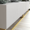 200cm Modular TV Unit | White Matt Fluted Doors | Gold Legs | Modern Cabinet
