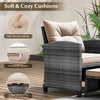 5 Piece Patio Rattan Furniture Wicker Chairs Set w/ 2 Ottomans Brown