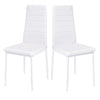 Set of 2 Dining Chairs PULeather Padded Seat High Back Metal Legs Home Furniture