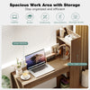 110 CM Study Writing Table with Side 4-Tier Storage Shelves-Oak