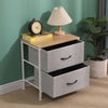 2 Drawers Side Table with Fabric Drawer Wood Tabletop Storage Bedside Table Grey