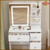 Dressing Table with Mirror Drawer Light Makeup Vanity Desk Open Shelves Bedroom