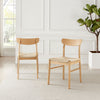 Bonnie Oak and Veneer Wooden Scandi Dining Chair with Rope Seat Set of 2 Klismos