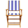 Folding Garden Chairs 8 pcs Blue and White Fabric and Solid Wood U1Z7