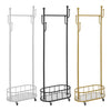 Rolling Coat Rack & Basket Storage Metal Hall Tree Hallway Clothes Stand Trolley