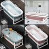 L-XL Folding Bathtub Adult Kids Portable Bath Tub with Cover Spa Sauna Relaxing