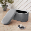 78cm Grey Storage Stool Footstool Chair Seat Oval Ottoman Pouffe Lidded Box Deco