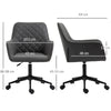 Vinsetto Home Office Chair Leather-Feel Fabric Swivel Chair with Armrests Grey