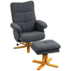Linen Recliner Chair with Ottoman Footrest Storage Space Grey