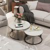 FATIVO Nesting Coffee Table Set of 2 White Marble Round End Table Pedestal Desk
