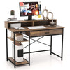 Industrial Computer Desk Writing Workstation w/Storage Drawer and 2 Open Shelves