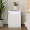 2PCs LED Bedside Table 2 Drawers Cabinet Charging Station Nightstand Storage