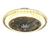 Modern Crystal Ceiling Fan Light Silver Chandeliers Lamp Fan with 6 Wind Speeds