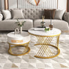 Set of 2 Round Nesting Coffee Table Side Table with 1 Drawer for Living Room