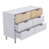 Modern Chest of Drawers Bamboo Storage Cabinet w/6 Drawers Home Floor Sideboard