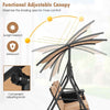 Outdoor Canopy Swing Chair W/ Center Tray & 23L Cooler Bag-Brown