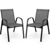 2X Outdoor Camping Patio Chairs Set Stackable Dining Chairs Ergonomic Armchairs