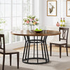 Round Dining Table for 4 People, 120cm Circle Dining Room Table with Metal Base