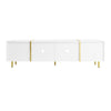 TV Entertainment Cabinet Unit with 4 Doors & Metal Legs for Living Room White