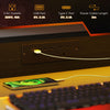 Gaming Desk with LED Lights and Power Outlets, Z Shaped Computer Desk, Black