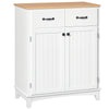 Kitchen Cupboard Storage Cabinet Sideboard with Drawer White Natural Wood Top