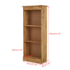 Panana Bookcase Low Narrow Display with 3 Shelves Solid Pine Book Storage Rack