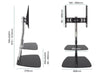 Column TV Mount Stand - Black & Chrome - up to 55" Universal VESA, Glass Shelves